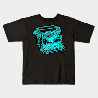 VINTAGE TYPEWRITER TURQUOISE Kids T-Shirt